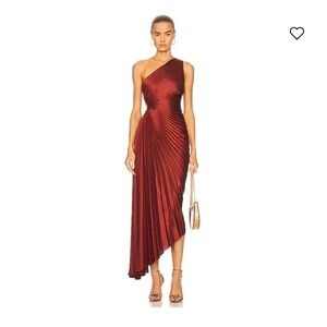 A.L.C. Delfina Pleated Asymmetrical Dress in Brunette